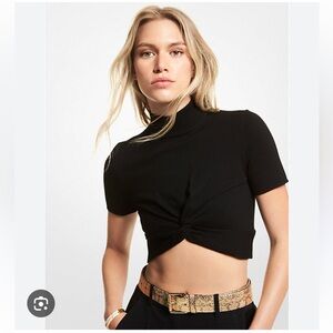 MICHAEL Michael Kors Black Twist Front Crop Top